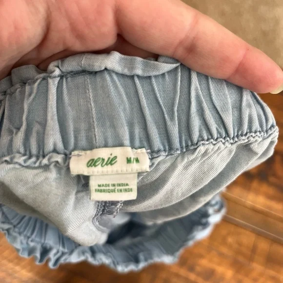 Aerie High Waist Light Blue Women's Shorts - Picture 3 of 3